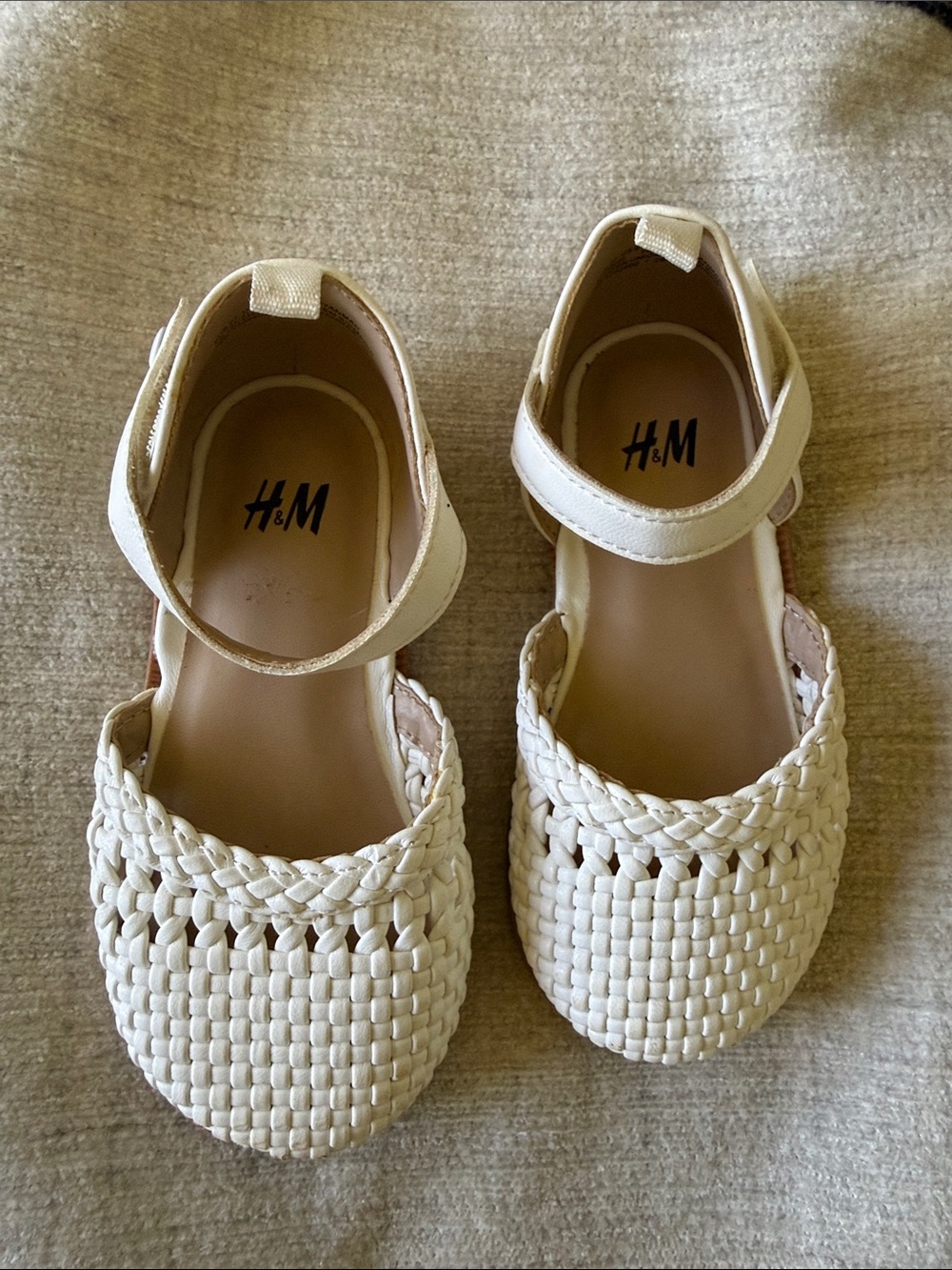 H&M Kids Cream Woven Ankle-Strap Sandals
